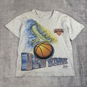 Vtg New York Knicks‎ Shirt Youth Large Gray Salem Statue Of Liberty Breakthrough